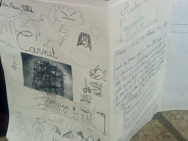 Carnets de travail des cycle 3 présentés lors de l'exposition des élèves de l'école Jean Nicolas.