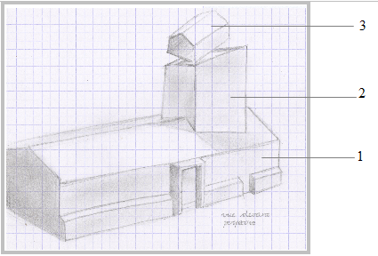 Croquis réalisé d'après une des maquettes de Cinq d'Olivier Thuault